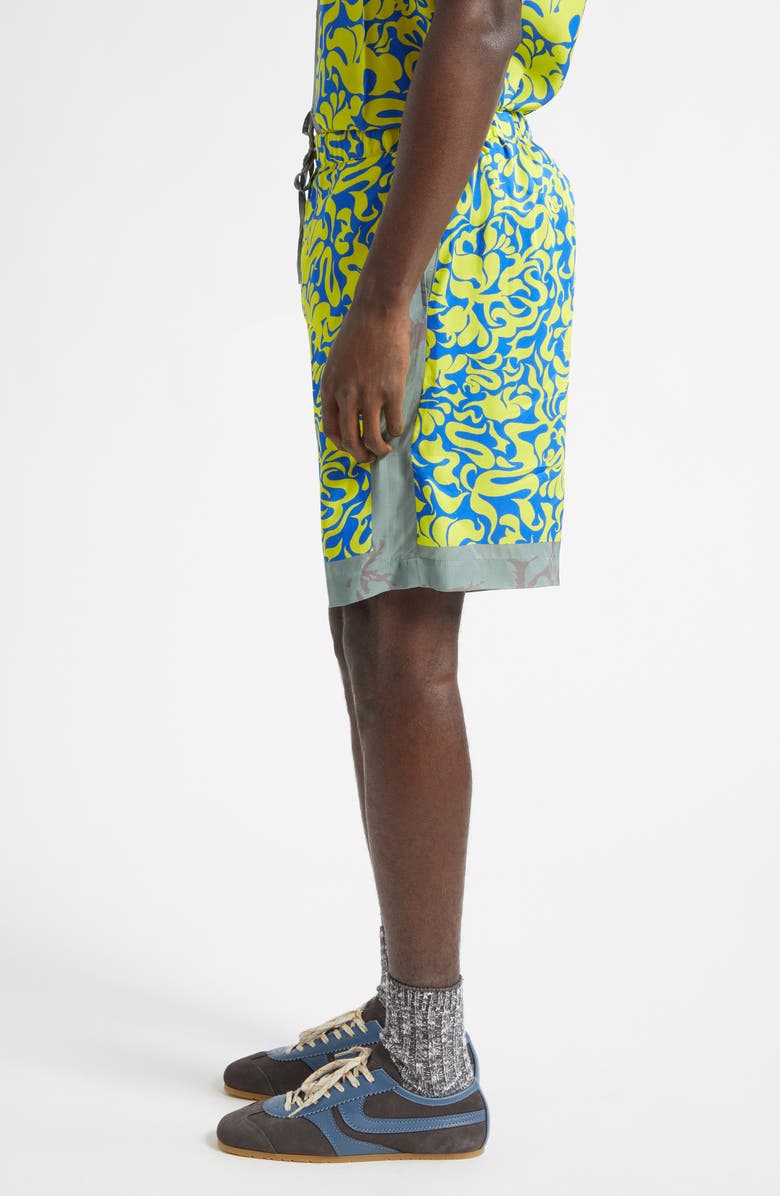Dries Van Noten Piperi Mixed Print Drawstring Shorts, Alternate, color, Yellow