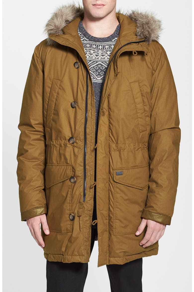 'W-Kirton' Hooded Parka with Faux Fur Trim, Main, color, MAPLE