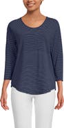 Lands' End Plus Size 3/4 Sleeve Lightweight Jersey Shirttail Tee