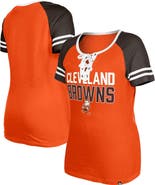 New Era Women's New Era Orange Cleveland Browns Throwback Raglan Lace-Up T-Shirt