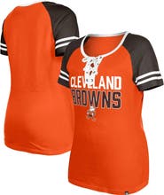 New Era Women's New Era Orange Cleveland Browns Throwback Raglan Lace-Up T-Shirt