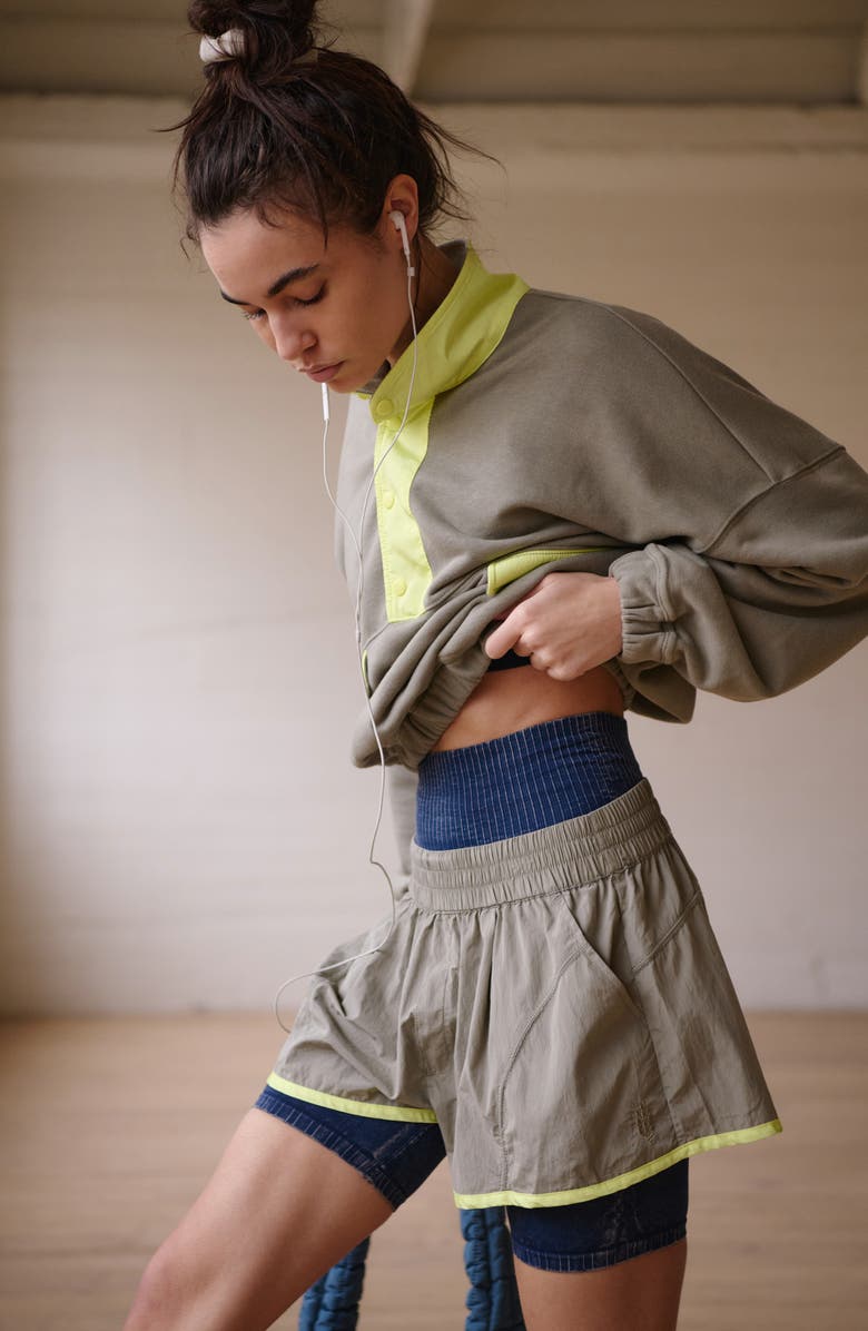 Free People FP Movement World Tour Pullover & Shorts Set, Alternate, color, Sage Stone Combo