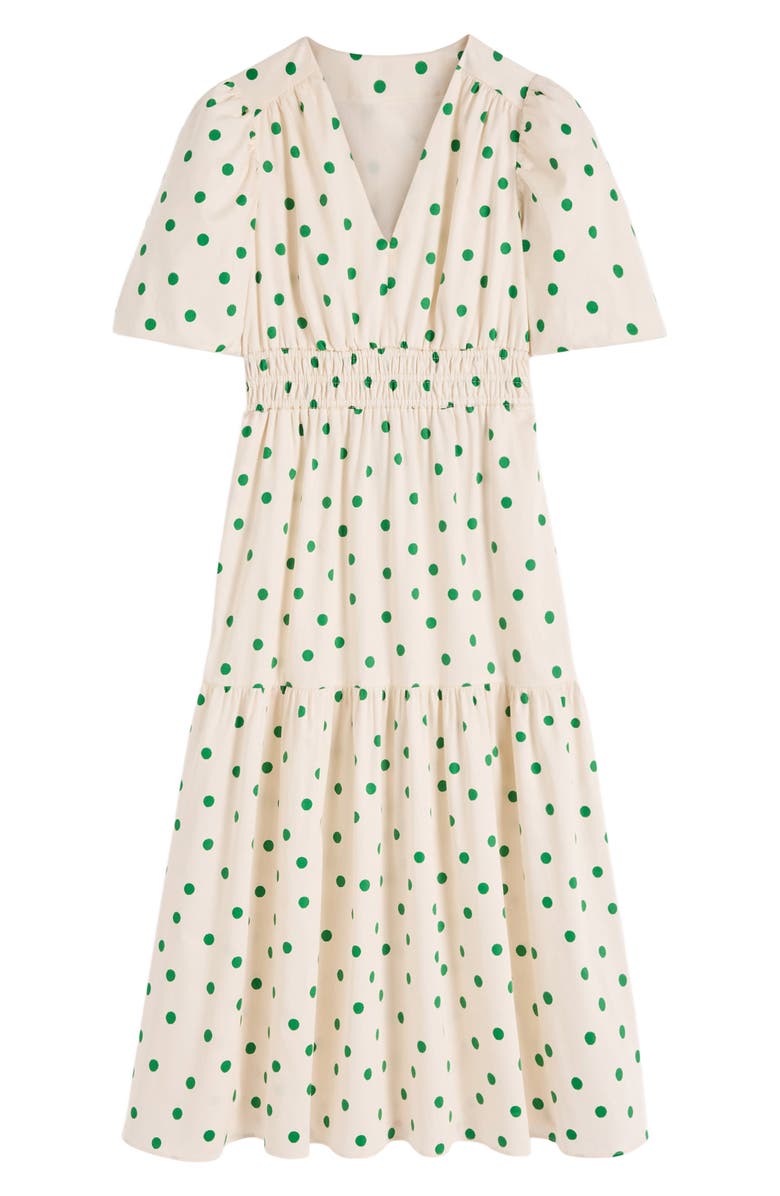 Boden Irene Polka Dot Print Midi Dress, Alternate, color, Papyrus, Painted Dot Spaced
