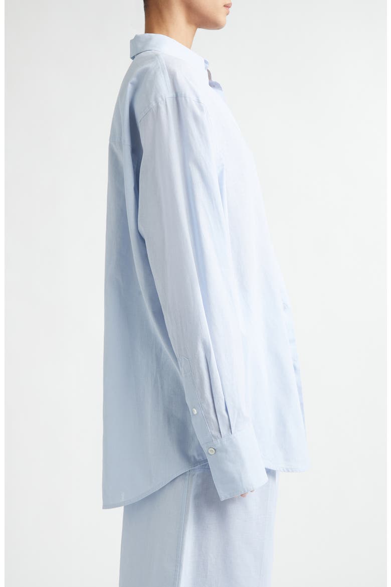 Oversize Cotton & Linen Button-Up Shirt, Alternate, color, SKY