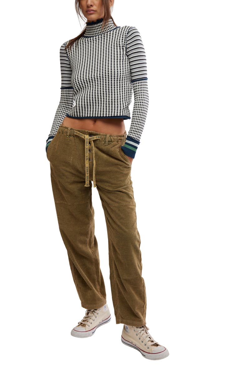 Gamer Cuff Crop Stretch Cotton Blend Sweater, Alternate, color, IVORY COMBO
