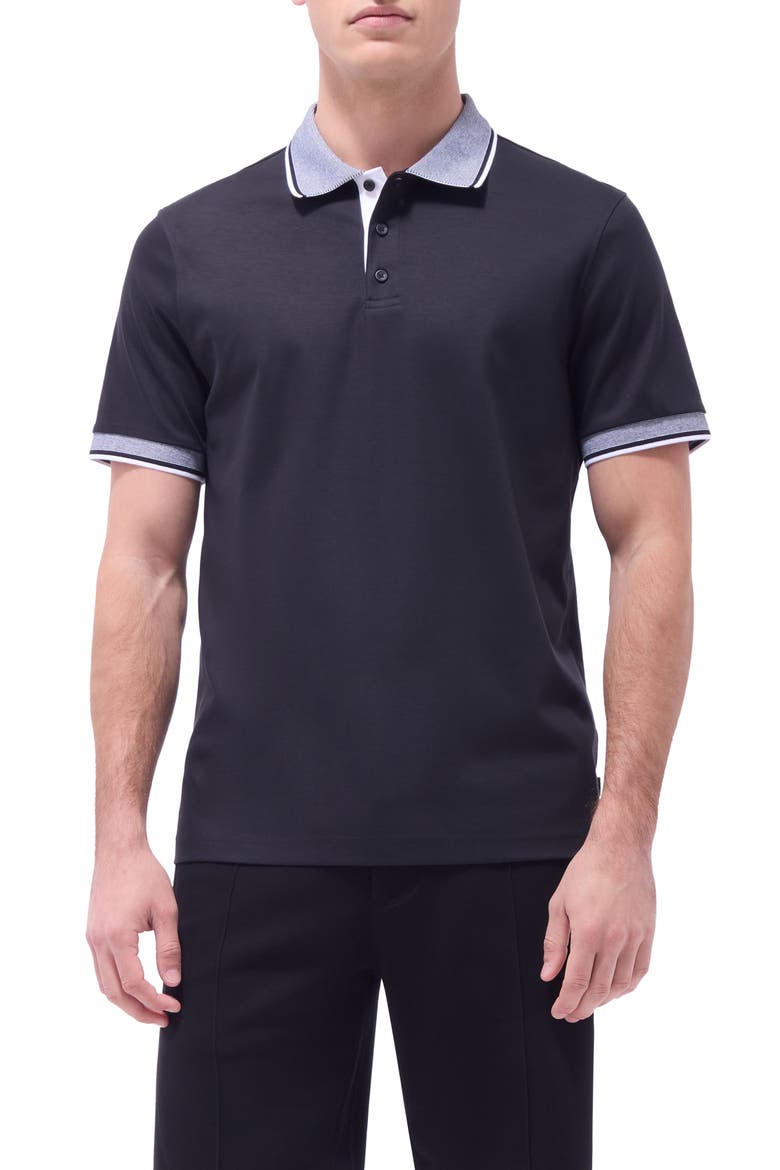 Tipped Pima Cotton Piqué Polo, Main, color, BLACK