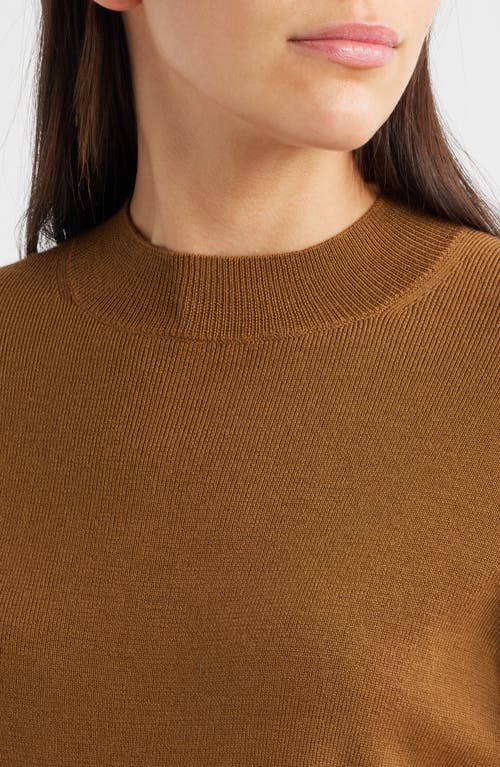 Madewell Ruffle Mockneck Merino Wool Blend Sweater In Brown