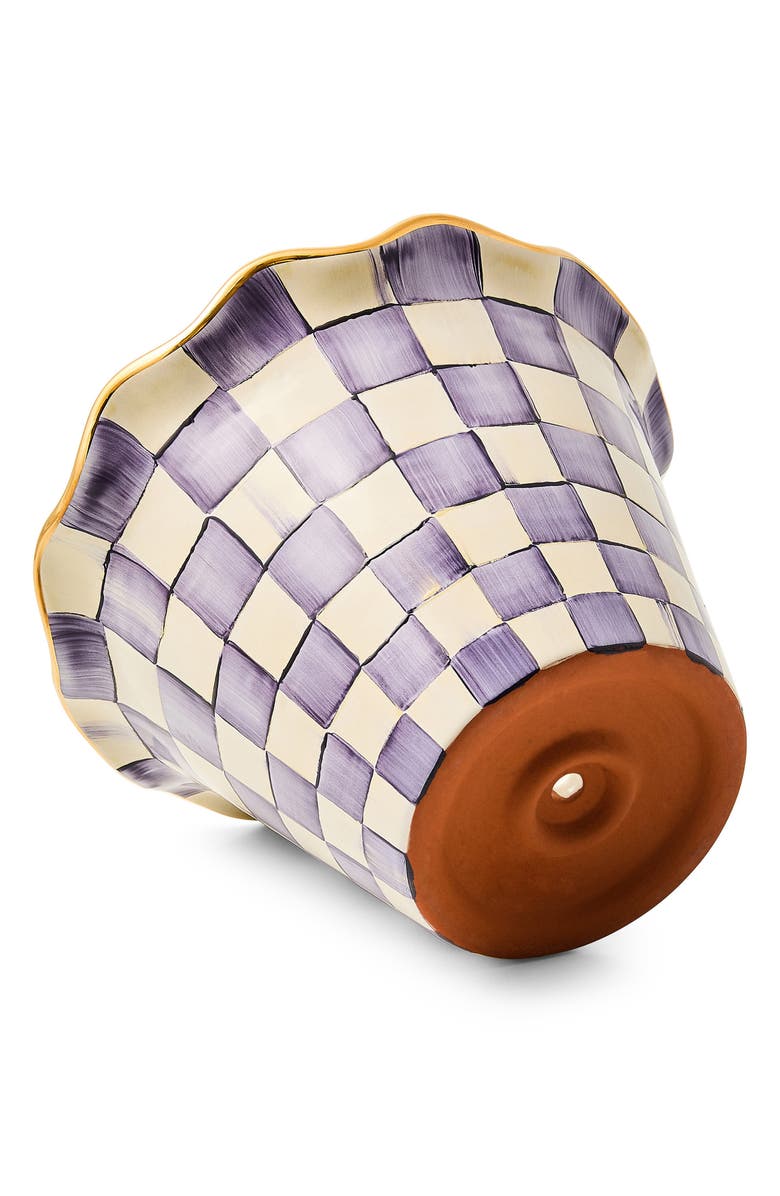MACKENZIE CHILDS Violet Check Ceramic Garden Pot, Alternate, color, Violet