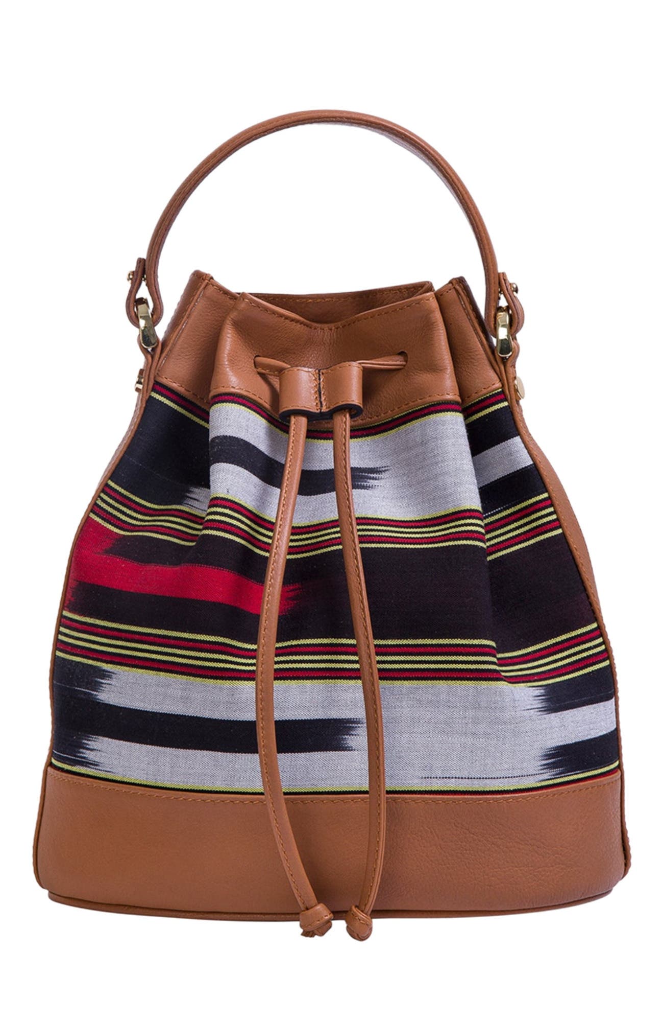 K'ai & Vrosi Leather & Striped Fabric Pattern Convertible Bag, Main, color, 