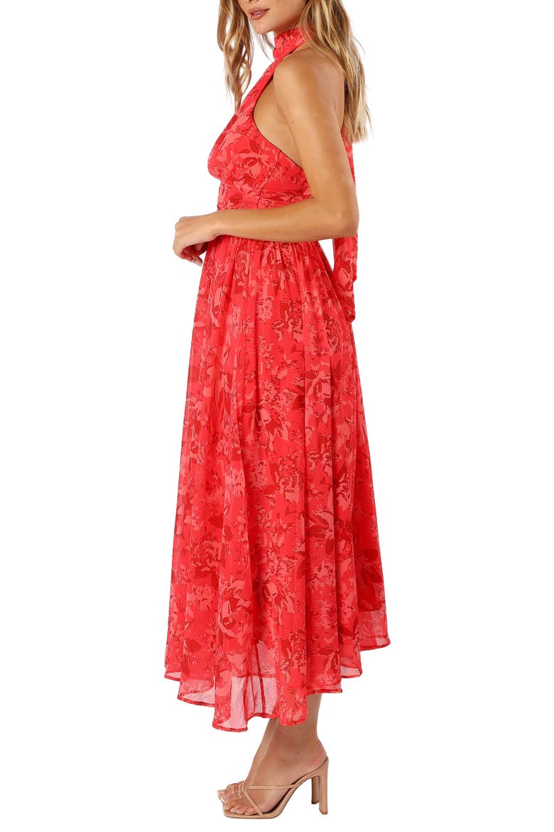 Primrose Floral Chiffon Halter Maxi Dress, Alternate, color, RED FLORAL