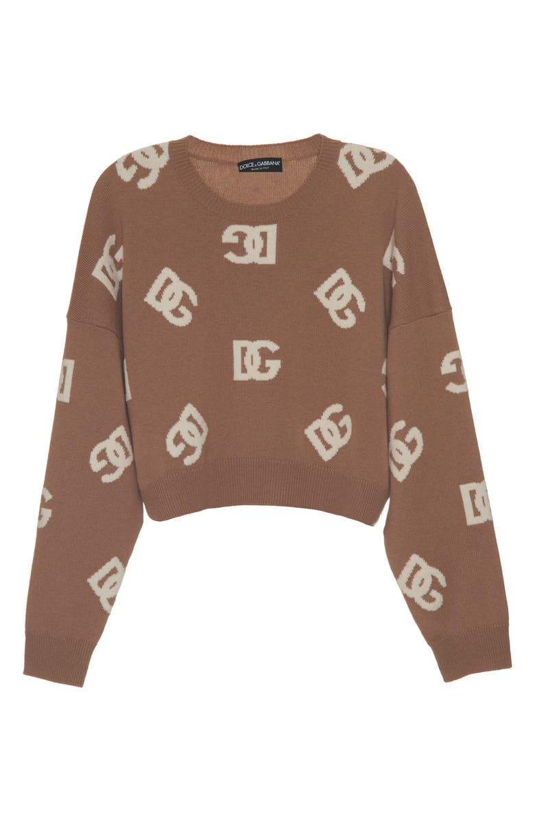 Dolce&Gabbana DG Logo Virgin Wool Crop Sweater, Alternate, color,