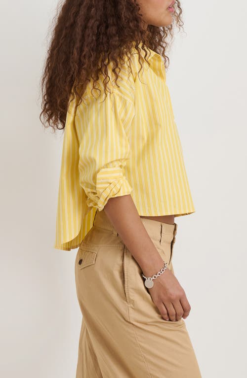 Alex Mill Jo Oxford Stripe Crop Cotton Button-up Shirt In Yellow