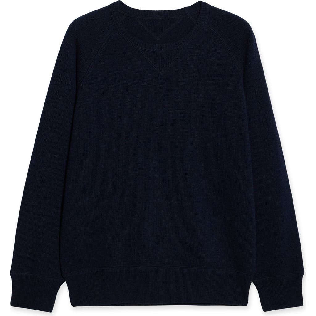 Fortela Harvard Wool Crewneck Sweater With Raglan Sleeve In Blue