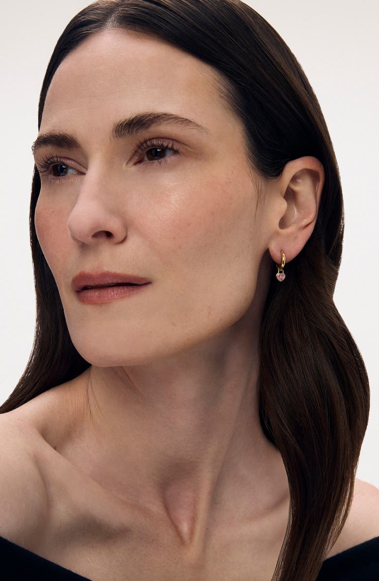 Dean Davidson Cherie Heart Charm Huggie Hoop Earrings, Alternate, color, Pink