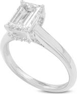 LuvMyJewelry Narine 14K White Gold Emerald Cut Lab Grown Diamond Hidden Halo Engagement Ring - 2.15 Ct