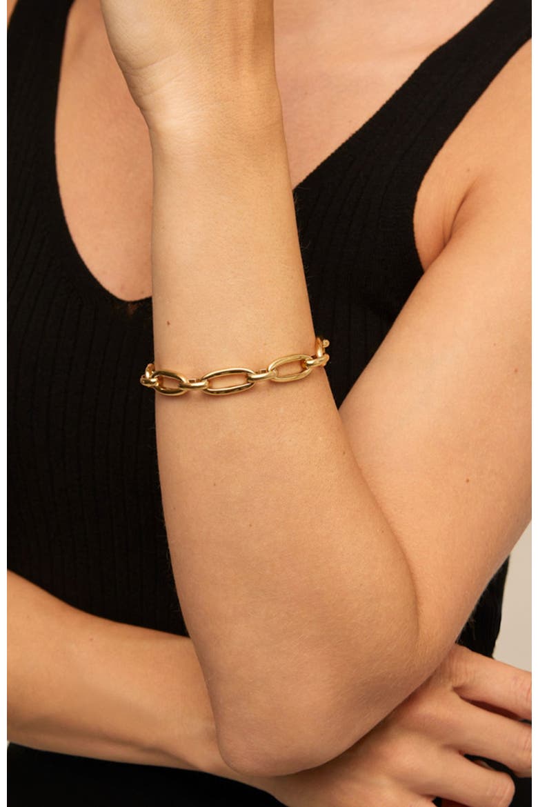 Oval Link Carabiner Bracelet, Alternate, color, Gold