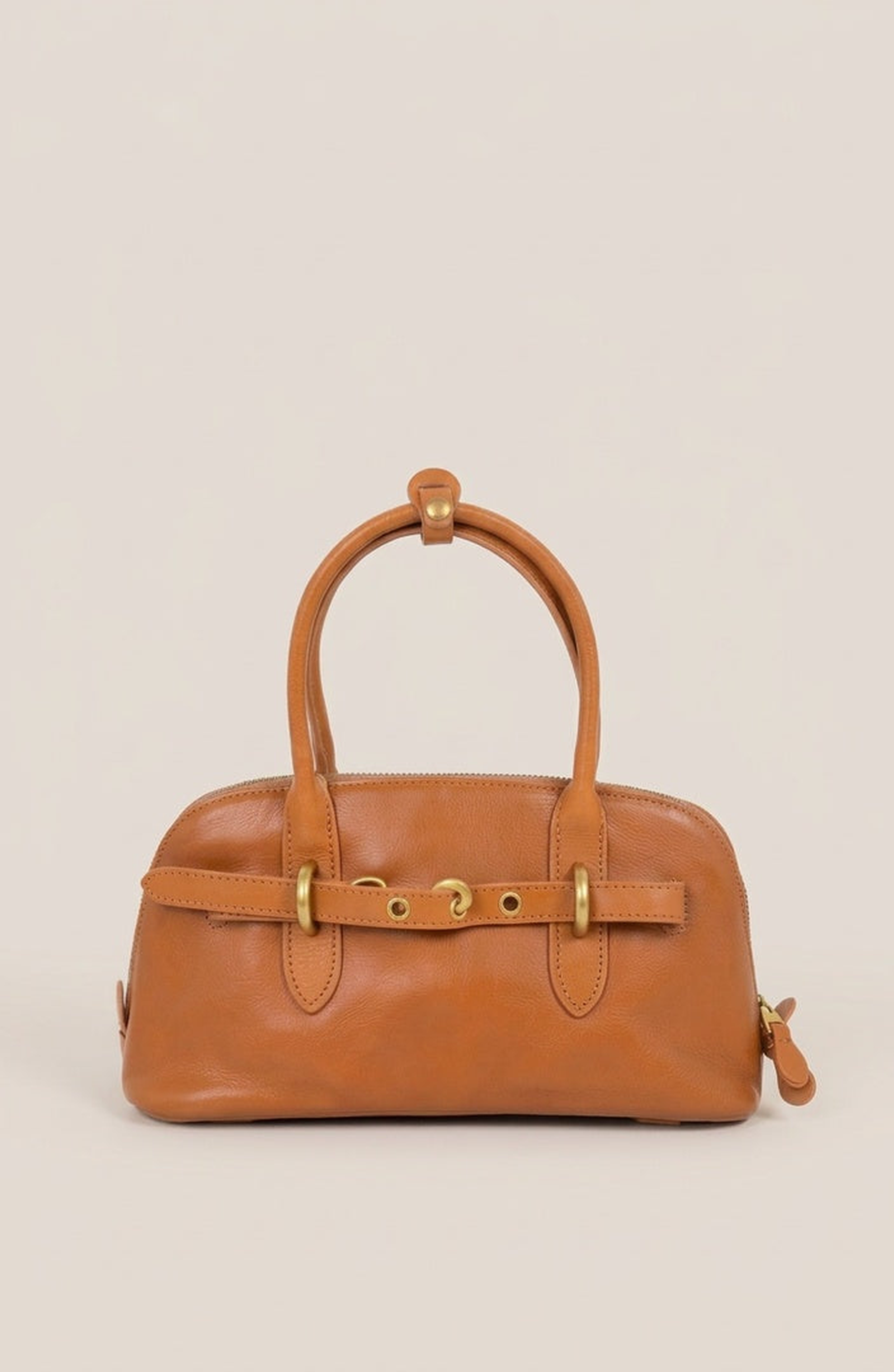 Modenaire Top Handle Leather Bag, Main, color, Cognac Brown