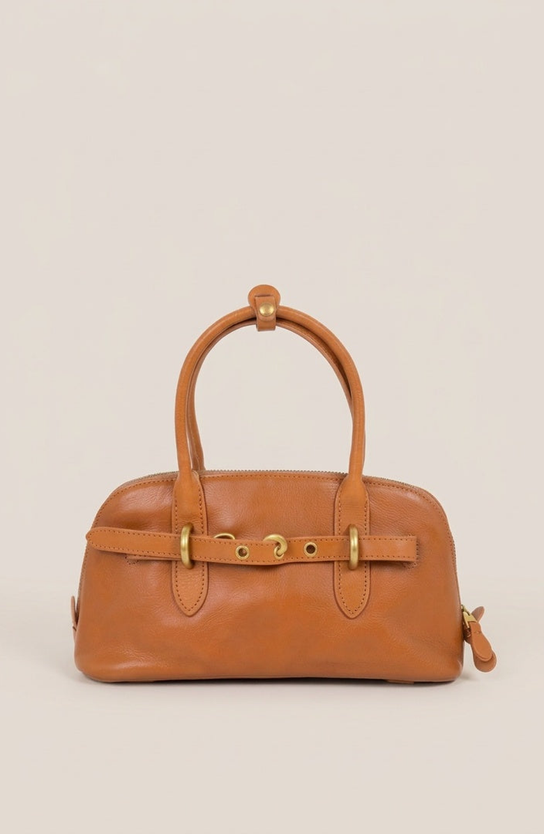 Modenaire Top Handle Leather Bag, Main, color, Cognac Brown