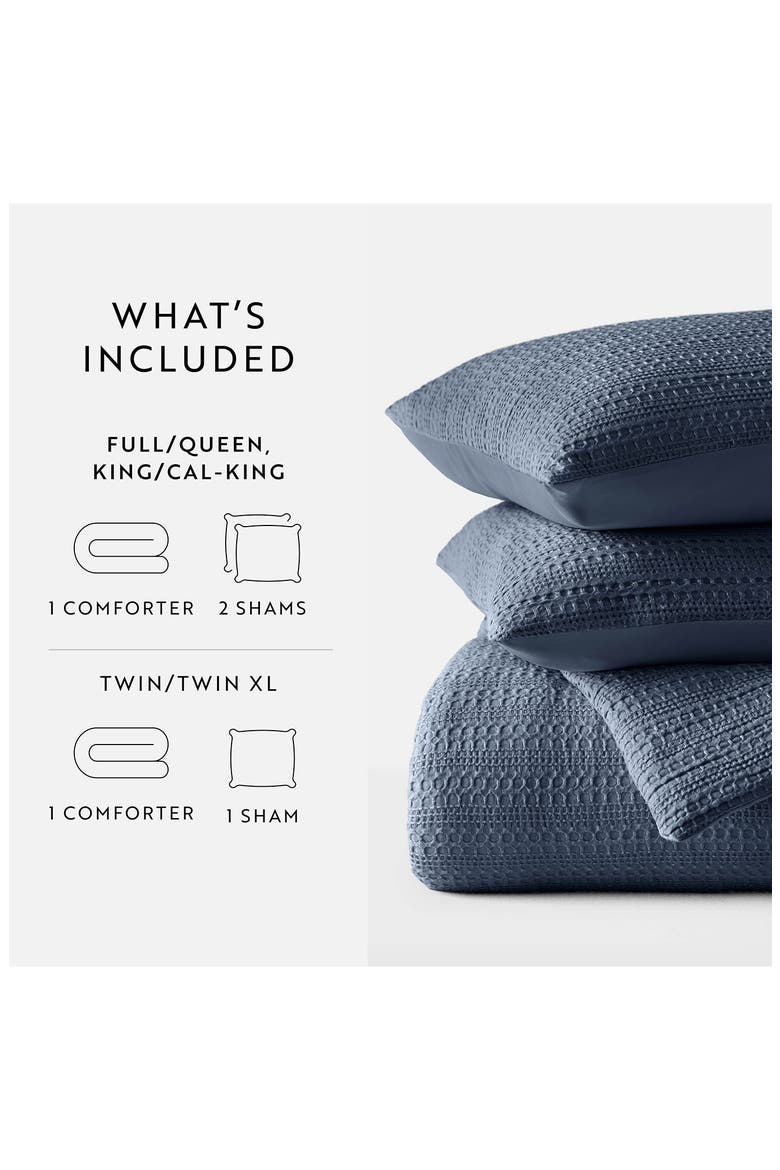 Waffle Textured 3-Piece Comforter Set, Alternate, color, NAVY