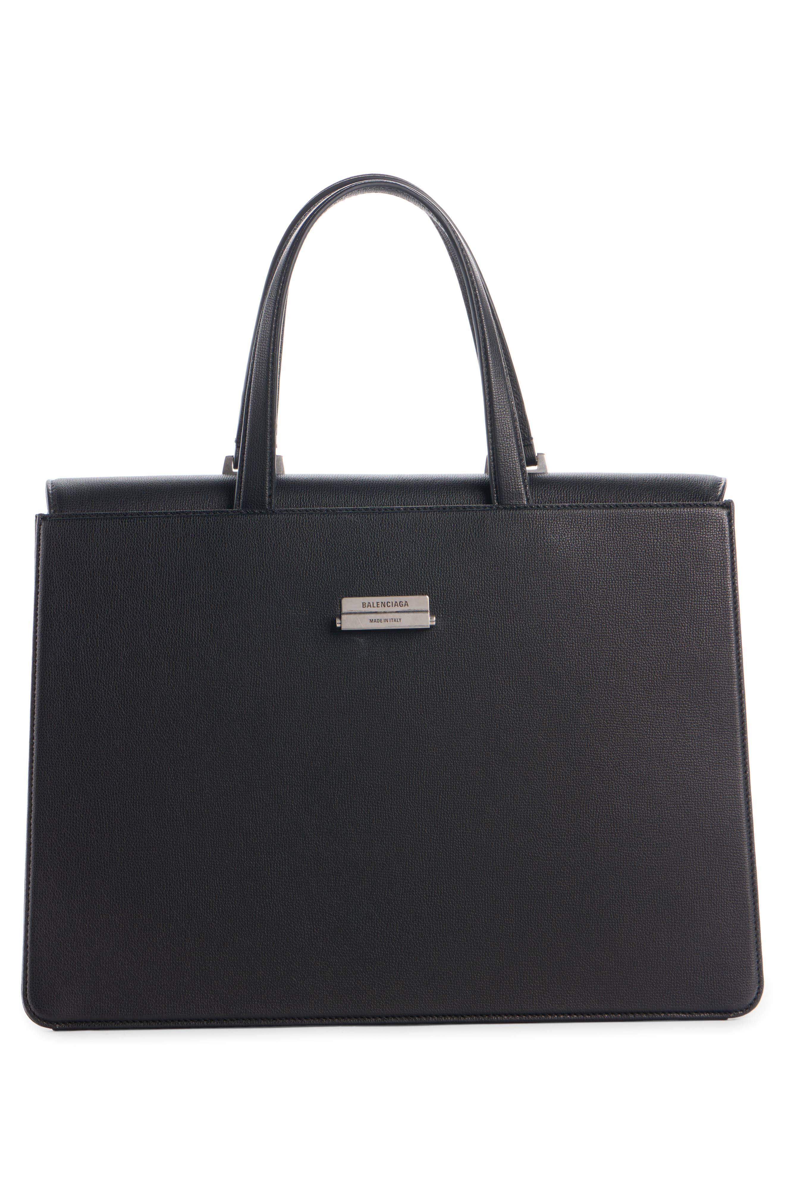 Balenciaga Textured Leather Briefcase, Alternate, color, 1000 Black