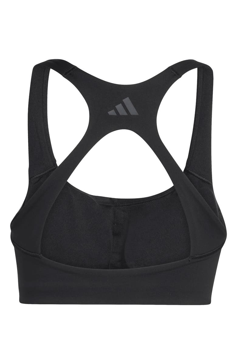 adidas Opt 3-Stripes Medium Support Sports Bra, Alternate, color, Black/ Black