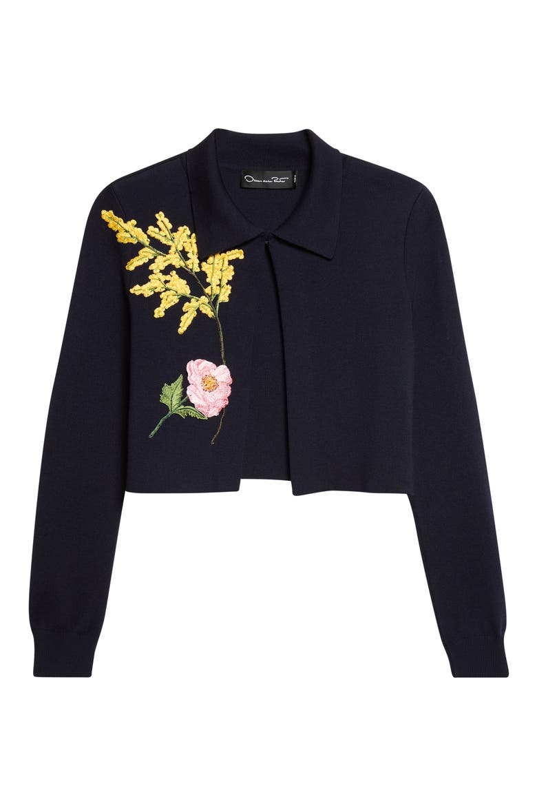 Mixed Botanical Crop Wool Blend Jacket, Main, color, NAVY