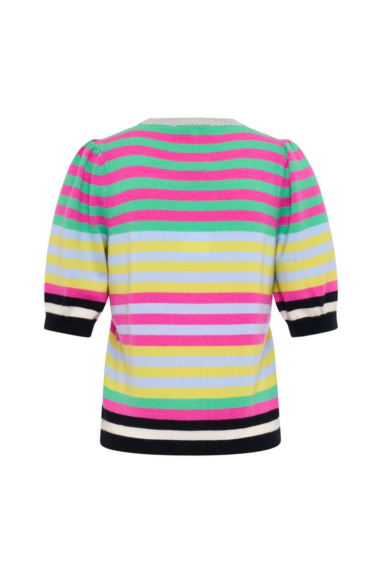 Short Sleeve Multi Colored Striped Pullover, Alternate, color, Multicolour