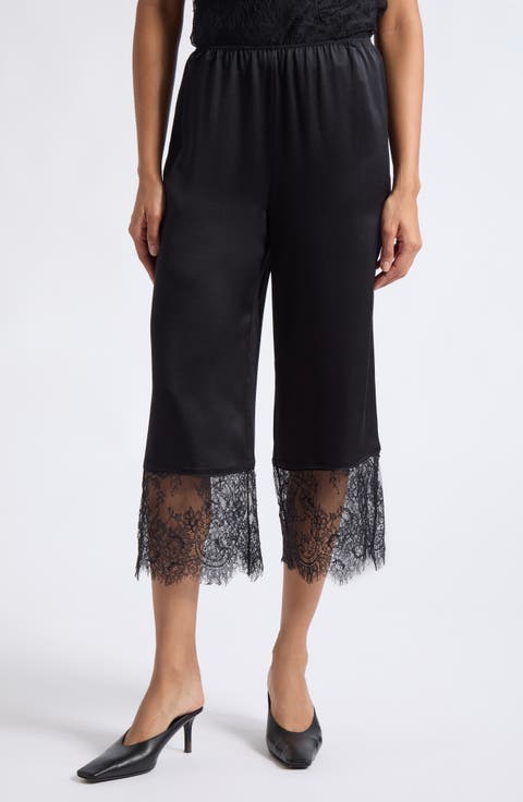 Blake Lace Hem Silk Crop Pants