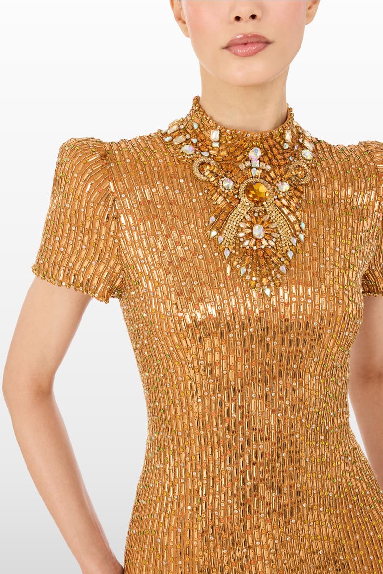 Amber Embellished Maxi Dress, Alternate, color, Amber
