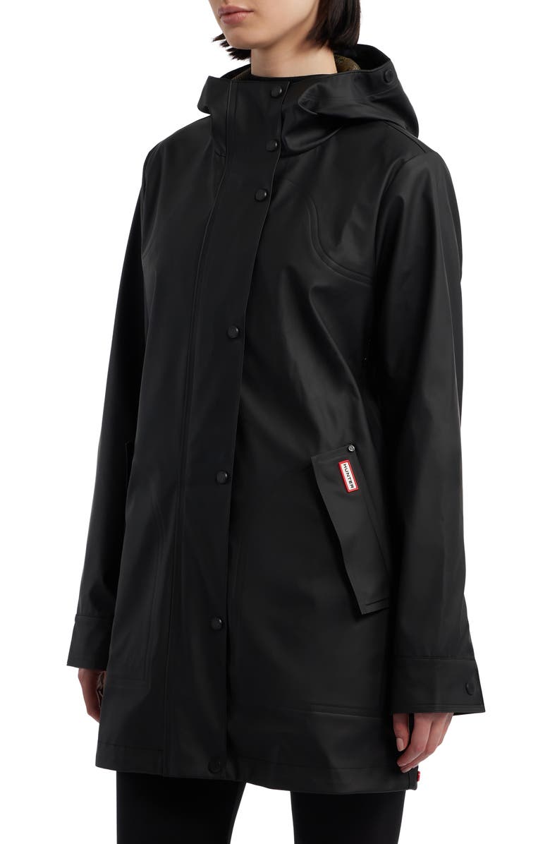 Hunter Acacia Waterproof Rubberized Raincoat, Alternate, color, Black