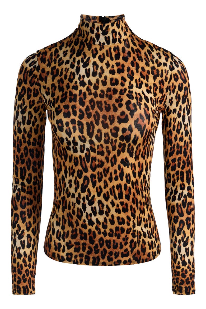 Delaina Long Sleeve Mock Neck Top, Main, color, SPOTTED LEOPARD
