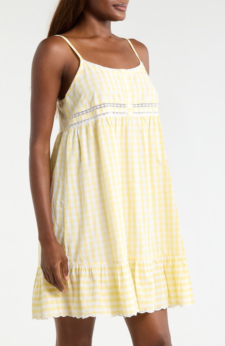 Nordstrom Cotton Gingham Chemise, Alternate, color, White- Yellow Flan Gingham