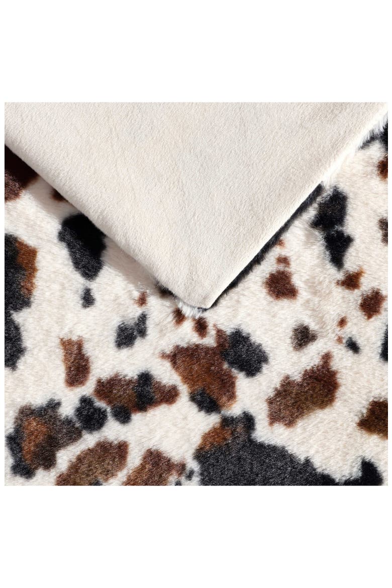 Spotted Cow Print Faux Fur Throw Blanket, Alternate, color, MEDIUM/DARK BROWN