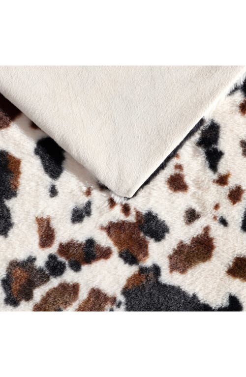 Wrangler Spotted Cow Print Faux Fur Throw Blanket In Multi