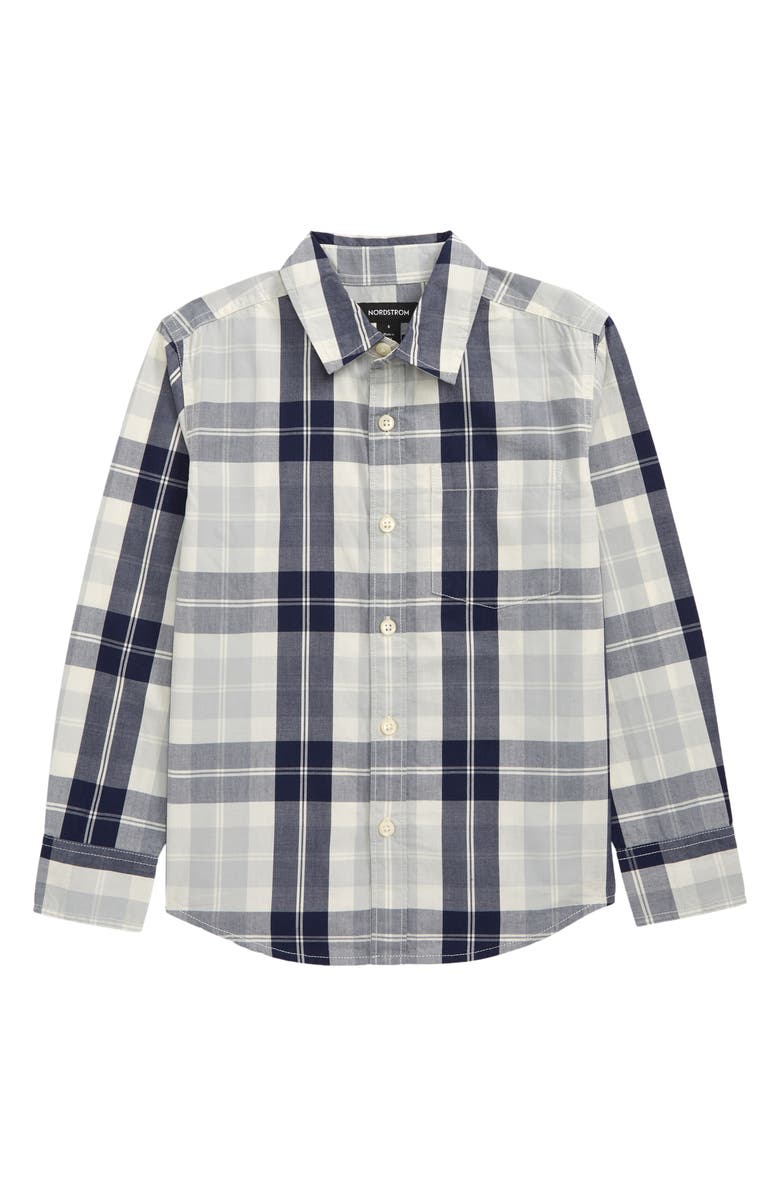 Nordstrom Kids' Stripe Poplin Button-Up Shirt, Main, color,