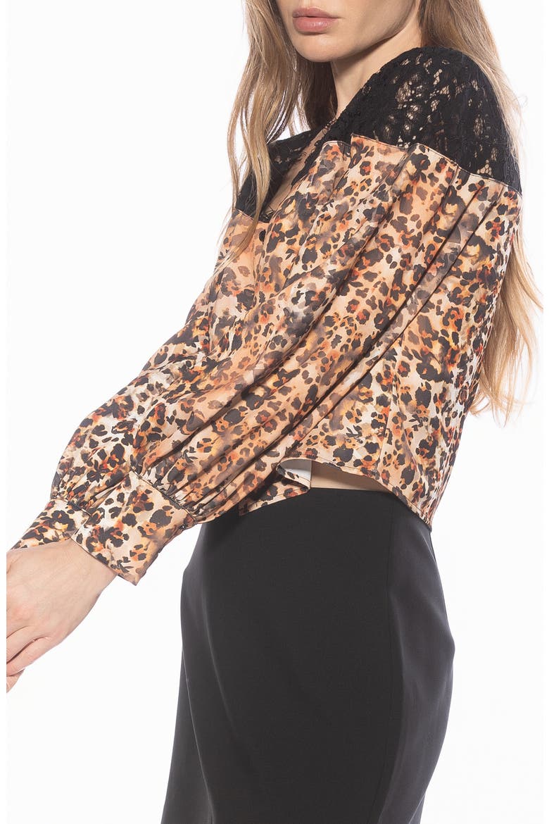 Bryne Lace Trim Top, Alternate, color, LEOPARD