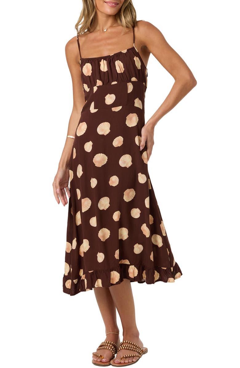 O'Neill Jorgie Camila Shell Midi Dress, Alternate, color, Chocolate