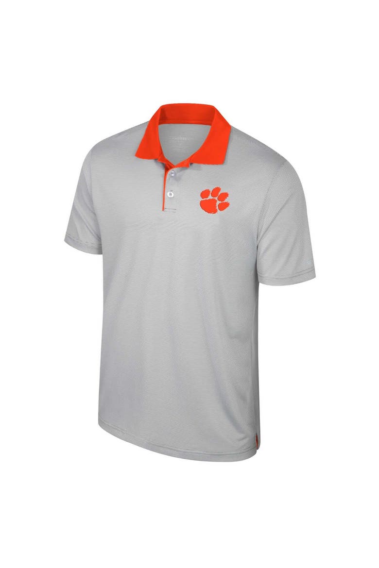 Men's Colosseum Gray Clemson Tigers Big & Tall Tuck Striped Polo, Alternate, color, Gray