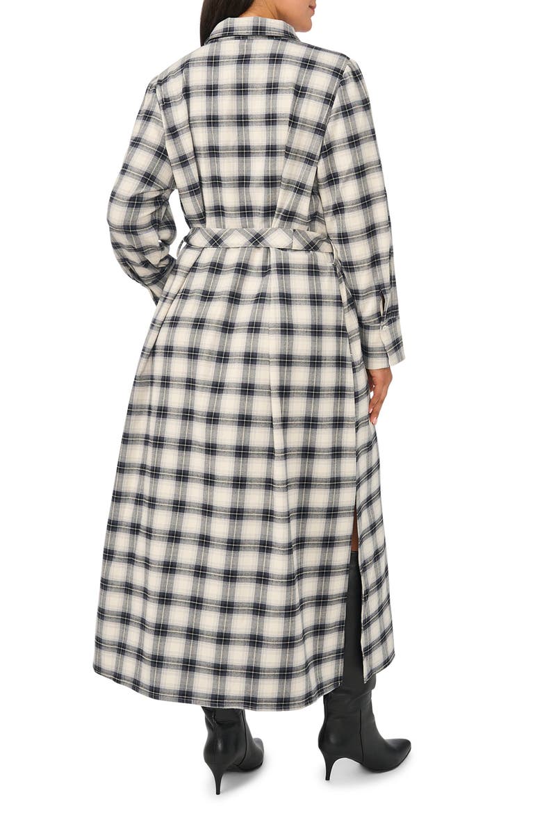 Plaid Belted Shirtdress, Alternate, color, RICH BLACK
