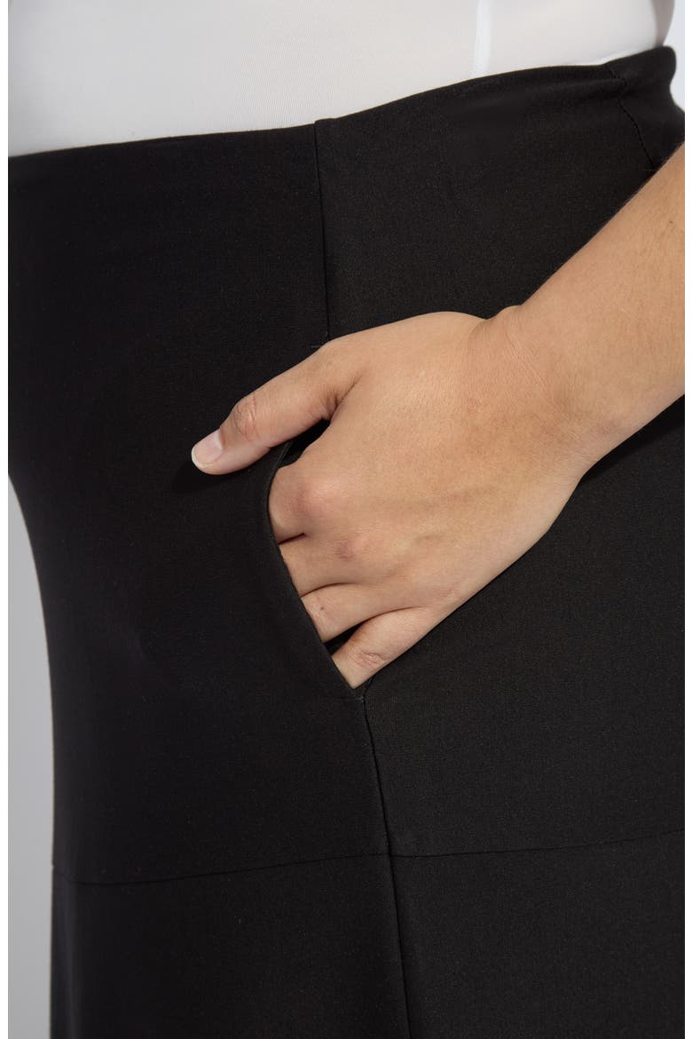 'Lyssentials A-Line Ponte Midi Skirt, Alternate, color, BLACK