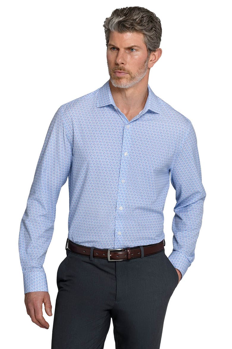 Fain Floral Performance Dress Shirt, Alternate, color, WHITE/ BLUE