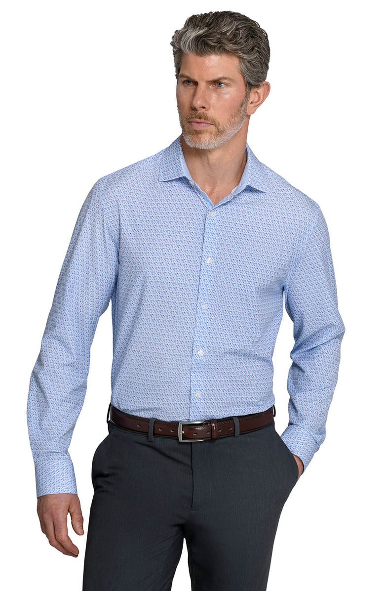 W.R.K Faint Floral Performance Dress Shirt, Alternate, color, White/ Blue