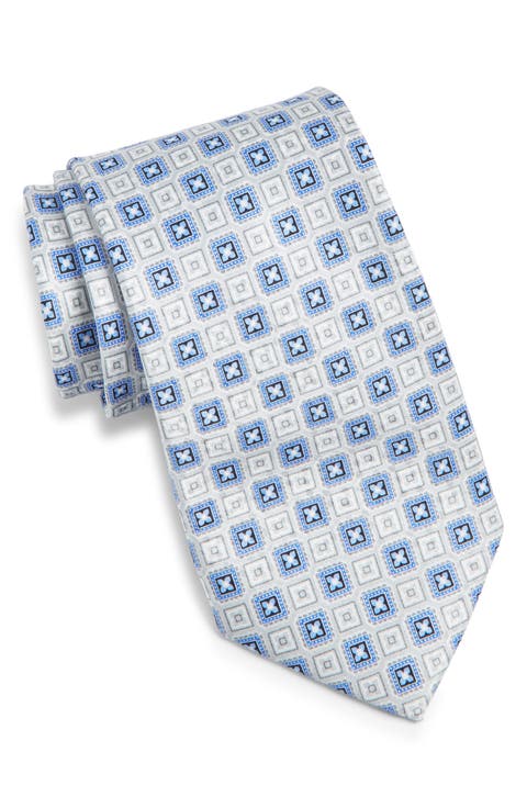 Geometric Print Silk Tie