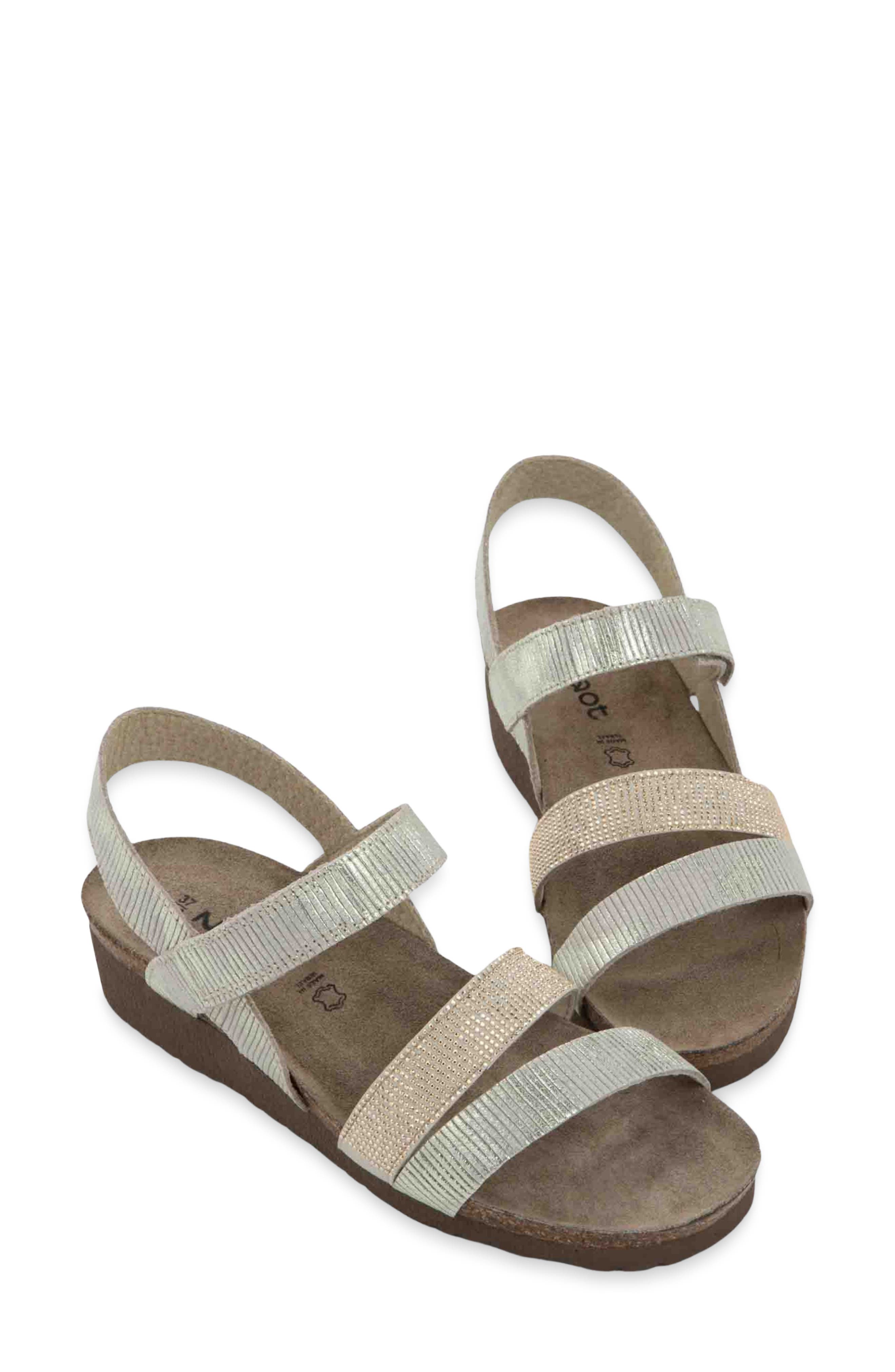 Naot 'Krista' Sandal, Alternate, color, Platinum Stripe/ Gold