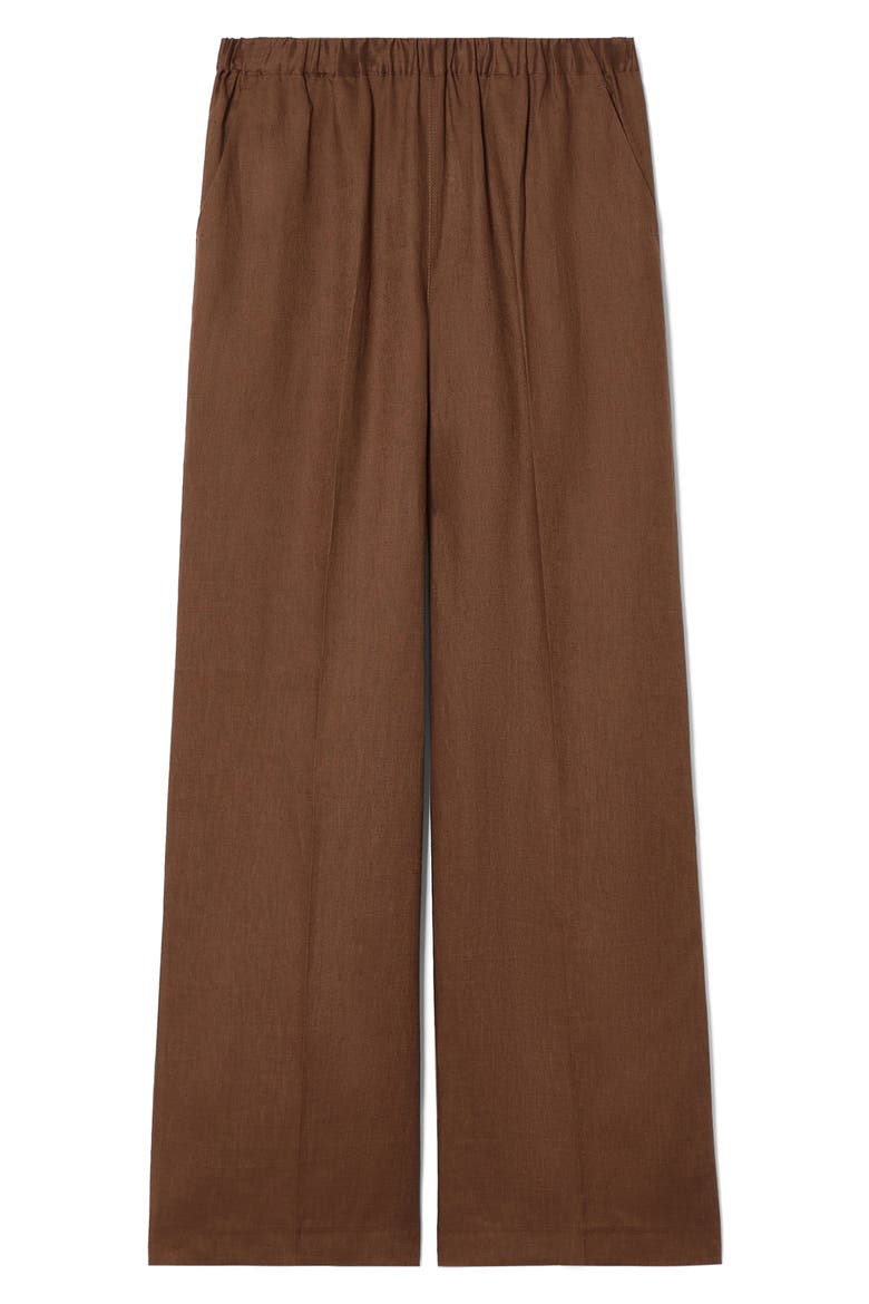 Rocco Linen Pull-On Wide Leg Pants, Alternate, color, COCOA