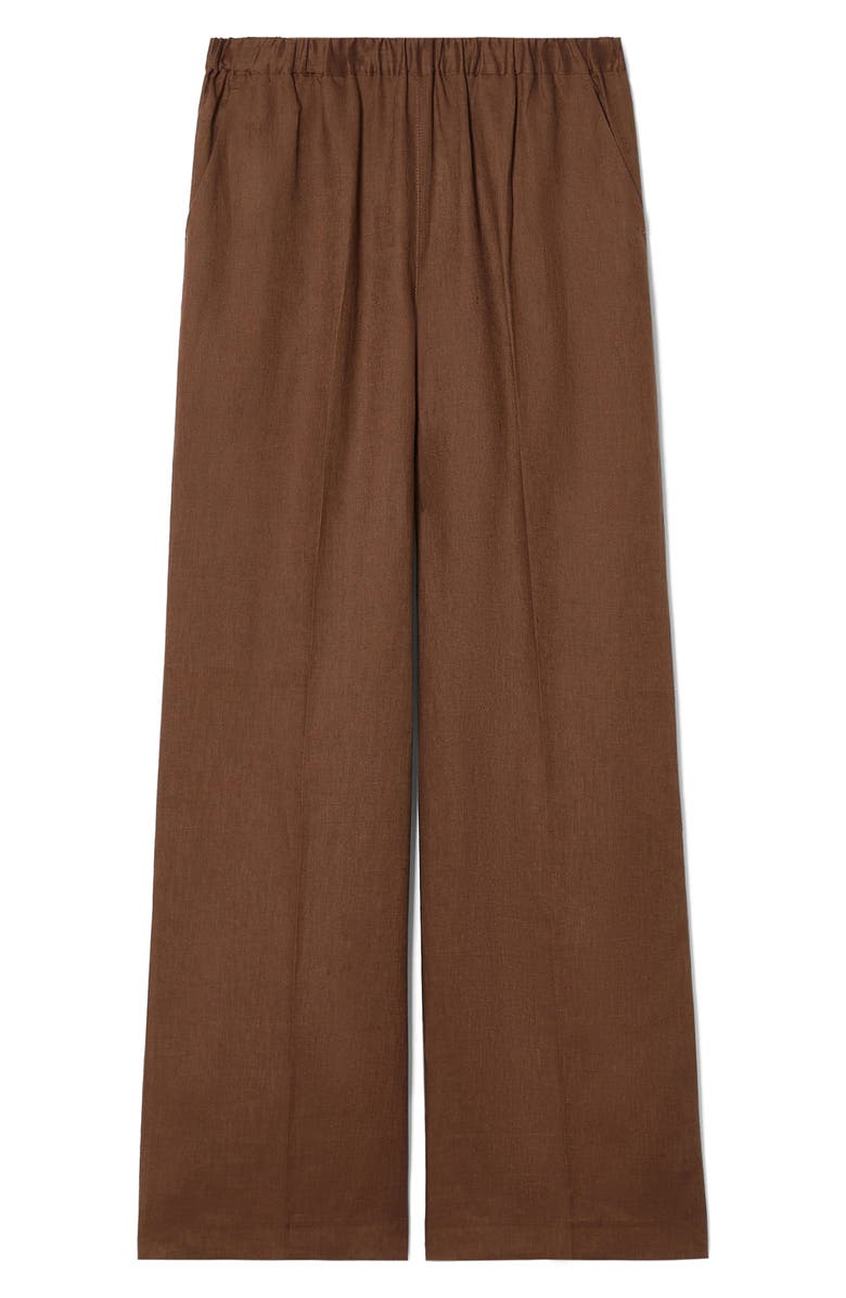 Marina Rinaldi Rocco Linen Pull-On Wide Leg Pants, Alternate, color, Cocoa