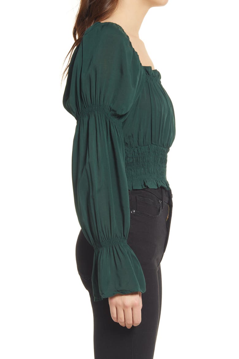 Flare Sleeve Smocked Blouse, Alternate, color, GREEN PARK