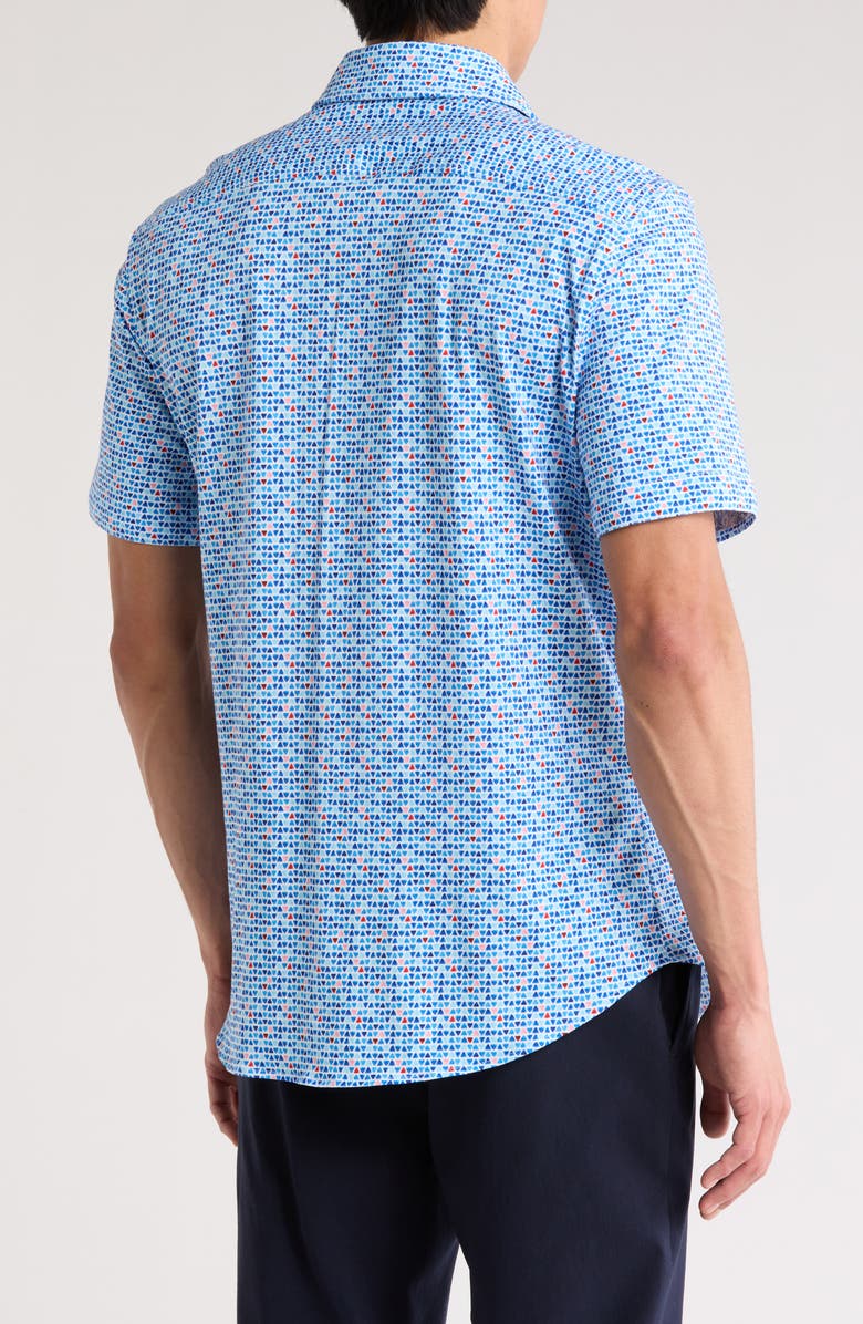 Robert Graham Short Sleeve Stretch Cotton Button-Up Shirt, Alternate, color, Blue