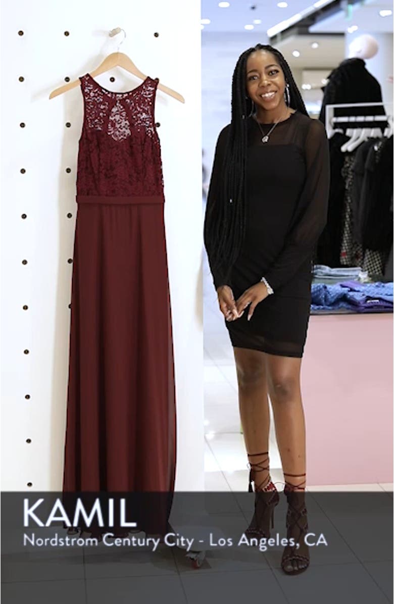 Lace Bodice Chiffon A-Line Gown, sales video thumbnail