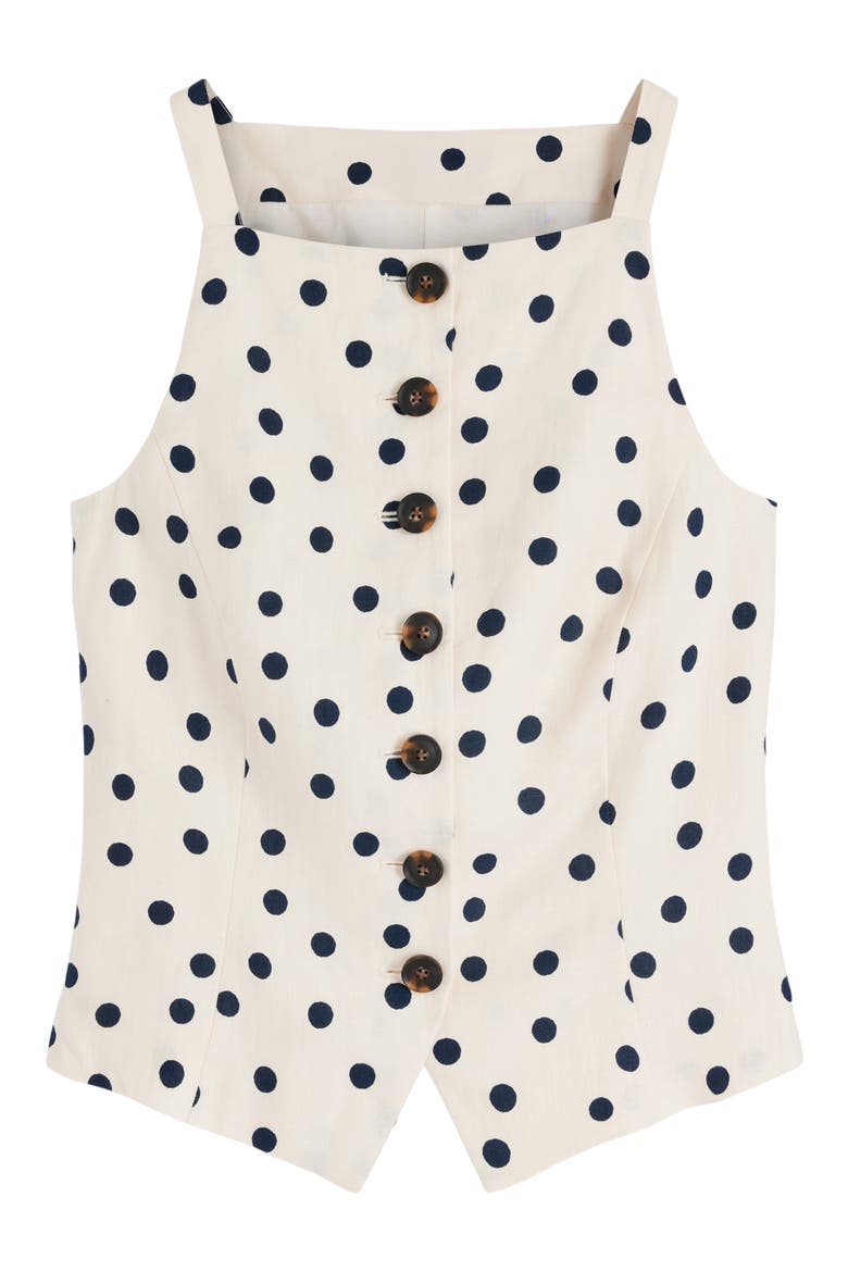 Sleeveless Linen Button-Up Shirt, Alternate, color, IVORY SPOT